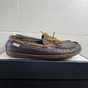 L.L Bean Wicked Good 212164 Brown Leather Moccasins Slip On Men's Size 10 M